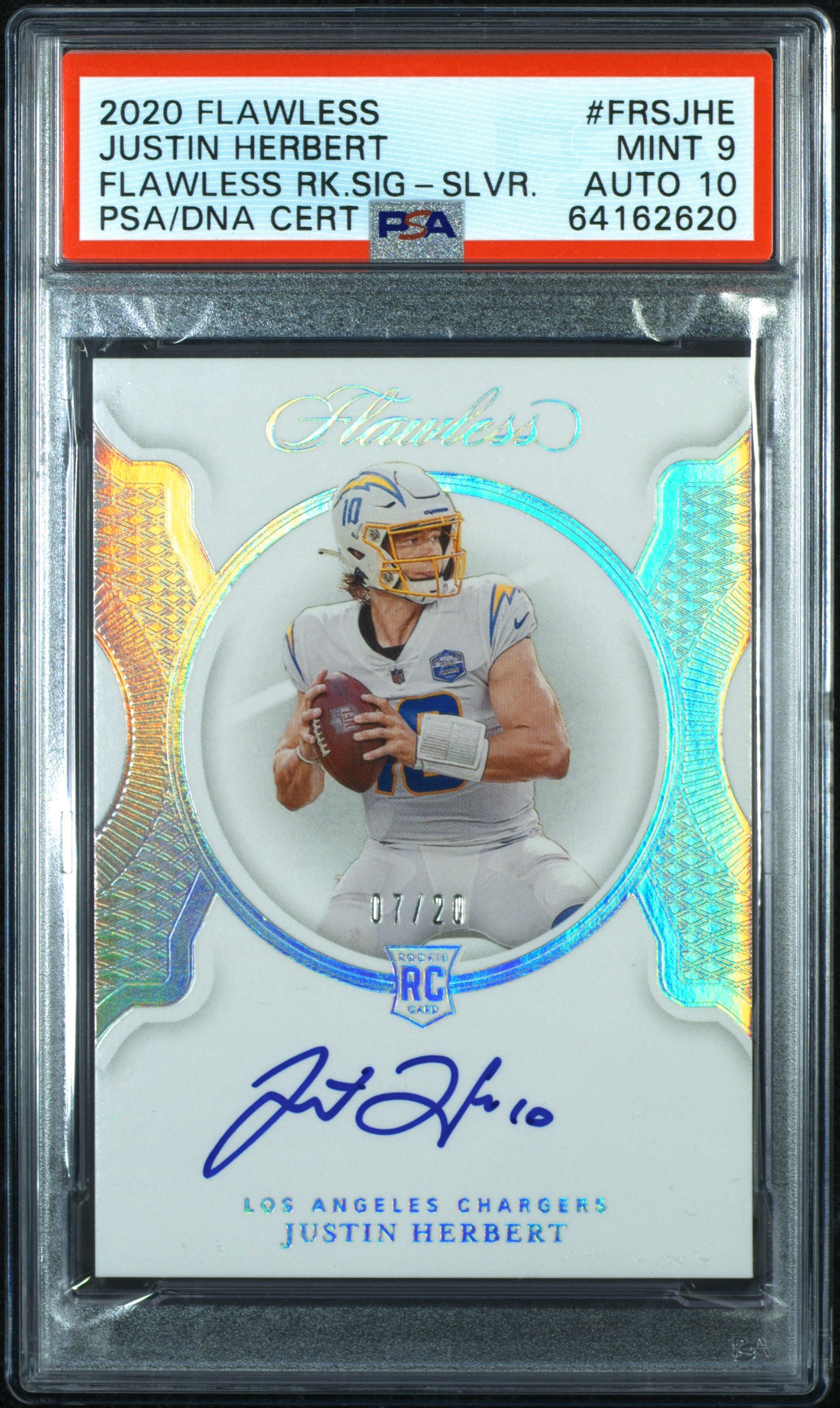 2020 Flawless Justin Herbert Flawless RK.Sig-Silver #FRSJHE Mint 9 Auto 10 Pop 5