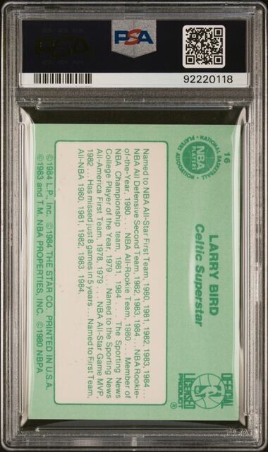 1984 Star Allstar Larry Bird # 16 PSA 8