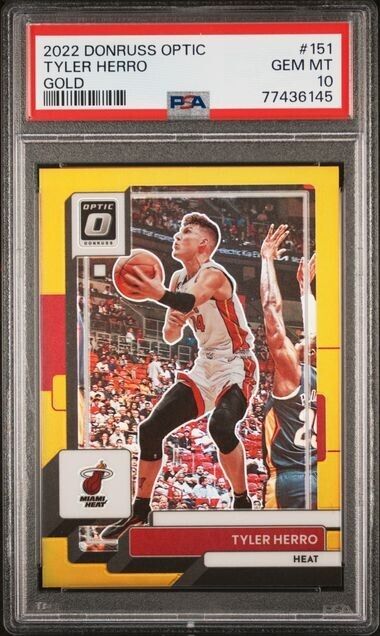 2022-23 Donruss Optic Tyler Herro Gold Miami Heat #151 /10 PSA 10