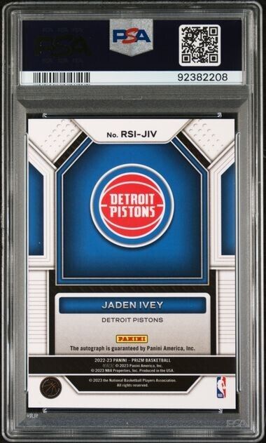 2022 Panini Prizm Jaden Ivey Rookie Signatures RC PSA 9 Auto