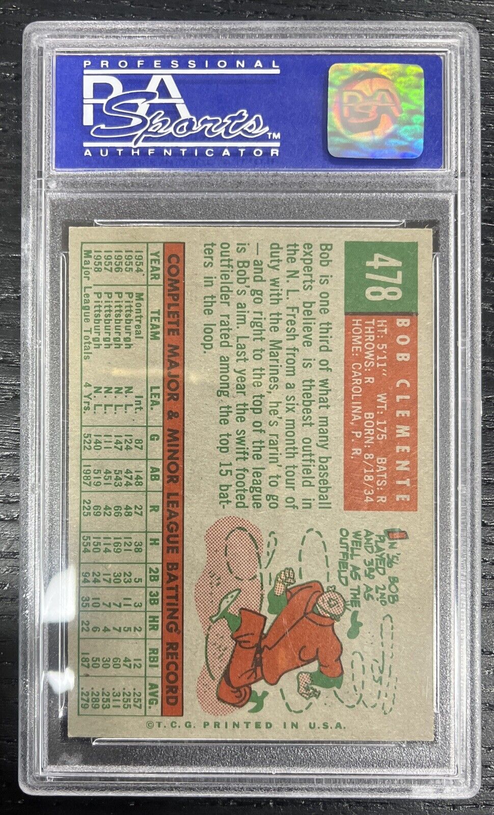 1959 Topps Bob Clemente  #478 PSA 8