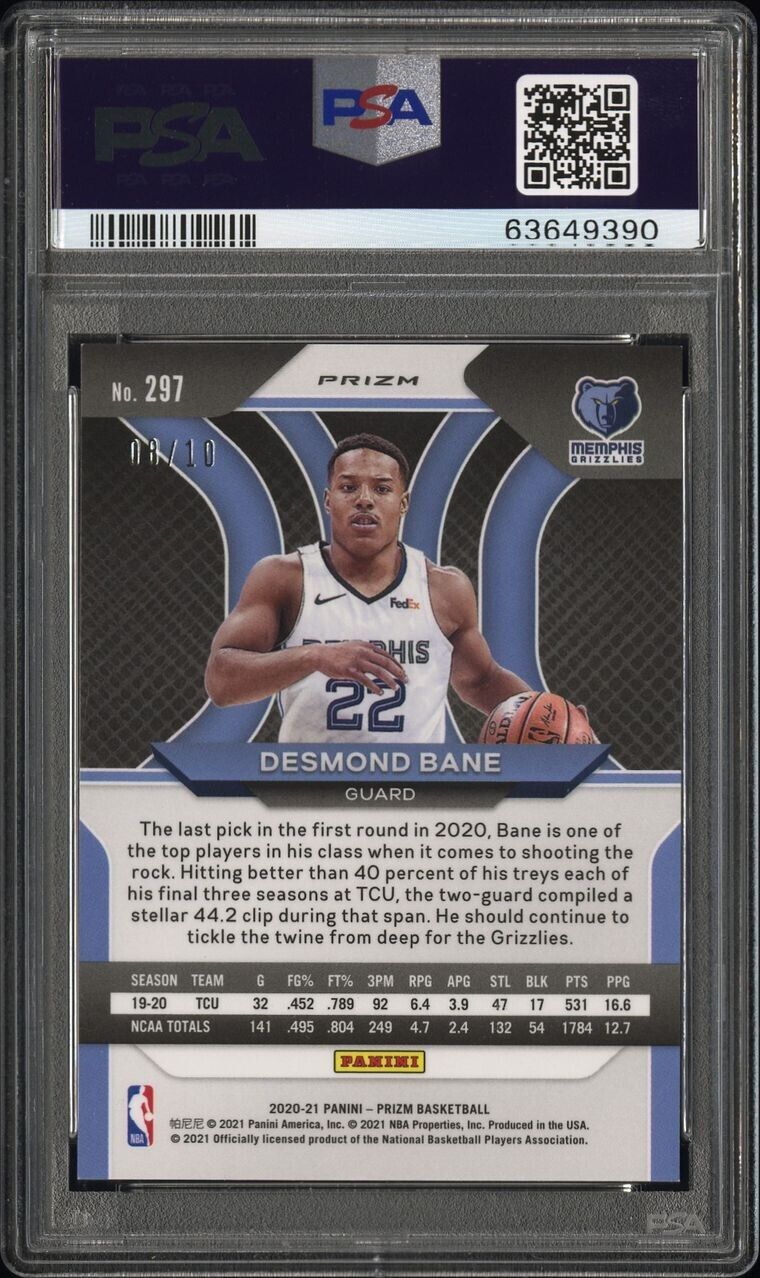 Desmond Bane 2020 Prizm Gold 9/10 Pop 2! PSA 10