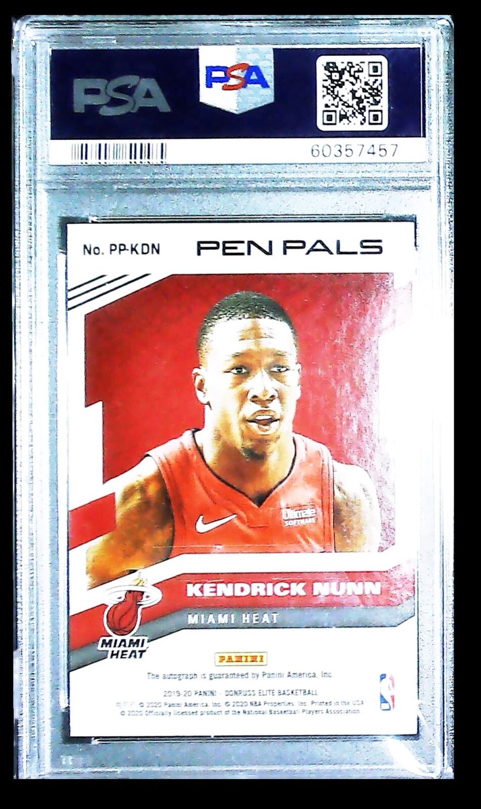 2019-20 Donruss Elite Kendrick Nunn RC Auto 37/49 PSA 10 Miami Heat #PPKDN
