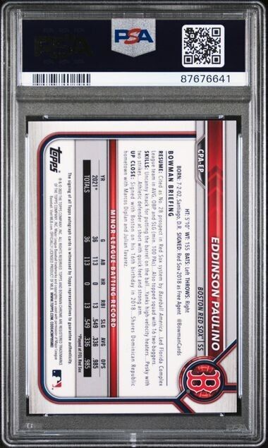2022 Bowman Chrome Eddinson Paulino Atomoic Refractor Auto #CPA-EP /100 PSA 10