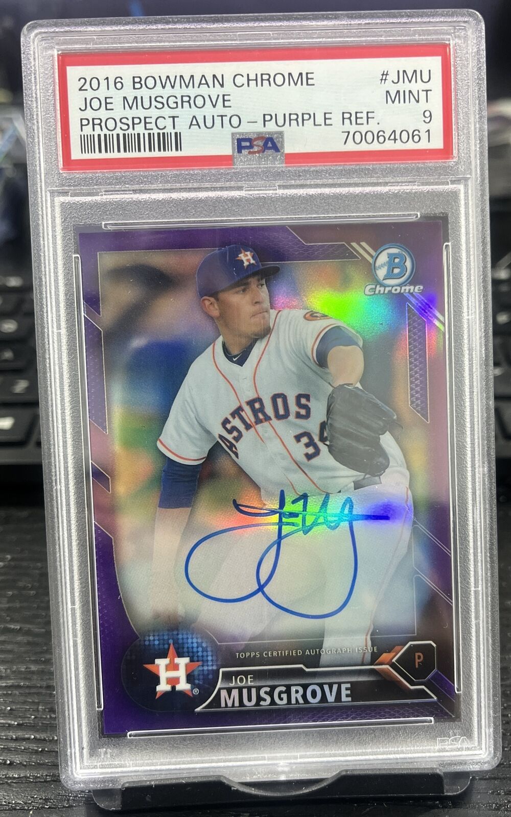 2016 Bowman Chrome Joe Musgrove Auto Purple Refractor /250 PSA 9