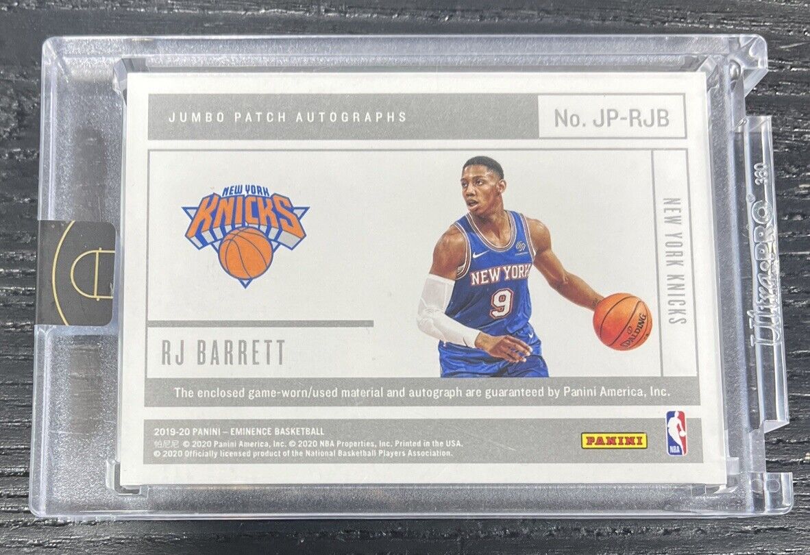 2019-20 Eminence Jumbo Patch Auto RJ Barrett RPA Rookie Game Used /5 Encased