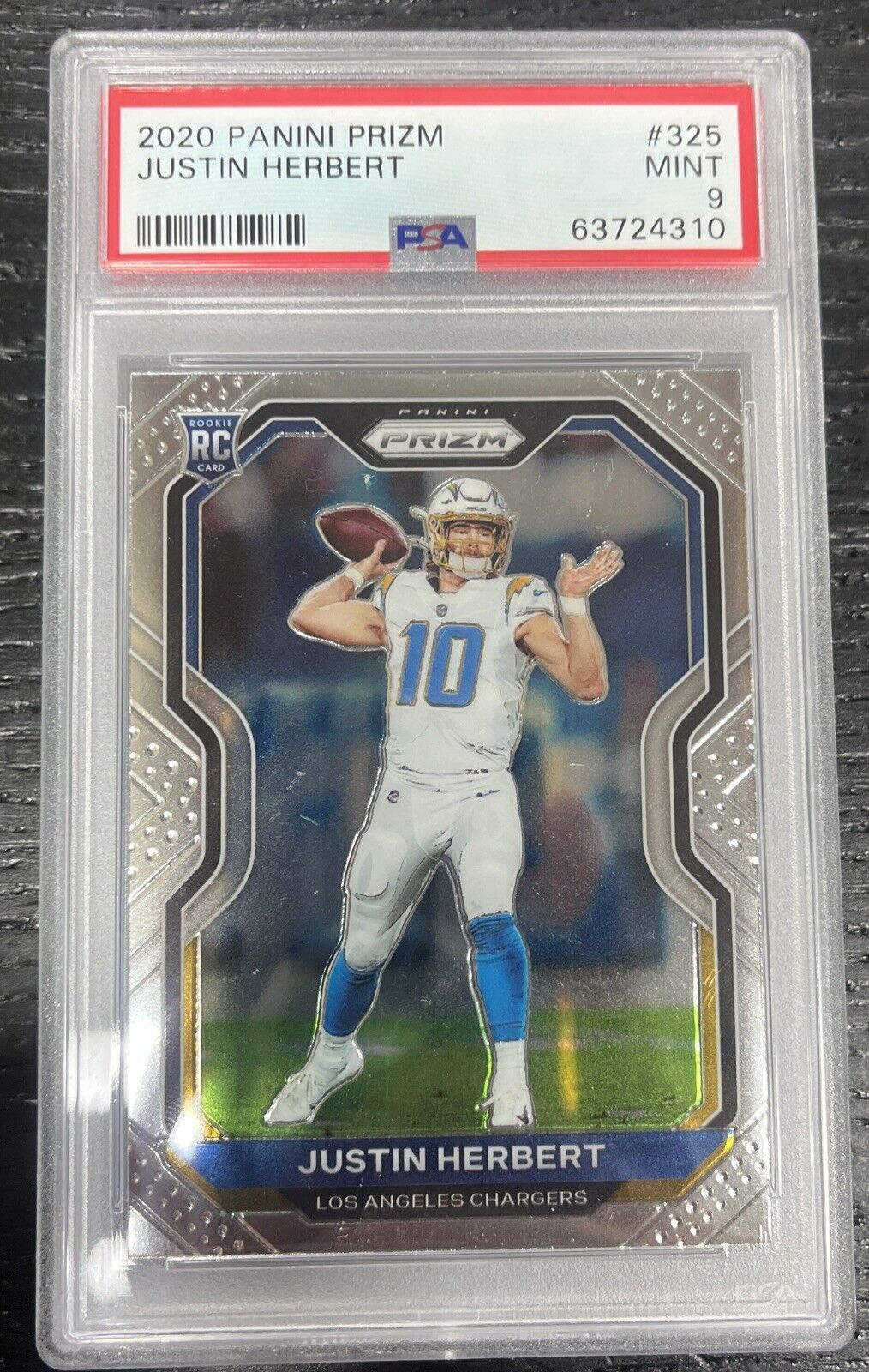 2020 Prizm Justin Herbert Rookie RC #325 Chargers PSA 9