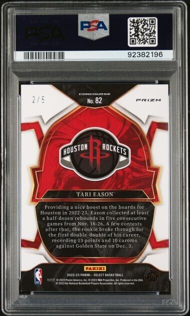 2022-23 Select Tari Eason Purple Pulsar FOTL Prizm /5 Concourse RC Rookie PSA 9