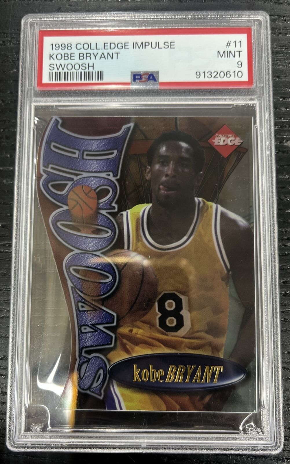 Kobe Bryant 1998-99 Collectors Edge Impulse Swoosh Acetate Die-cut PSA 9
