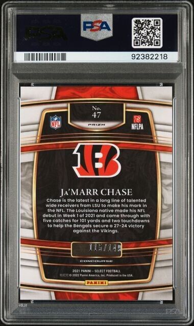 2021 Panini Select Jamarr Chase RC #47 Maroon Prizm /149 PSA 10