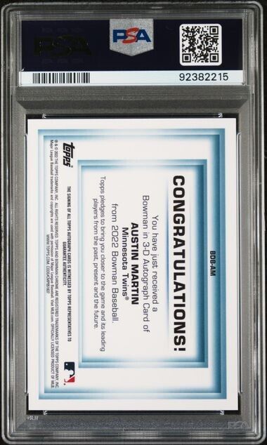 2022 Bowman Chrome AUSTIN MARTIN 3D Autographs Red Refractor Auto #/5 PSA 10