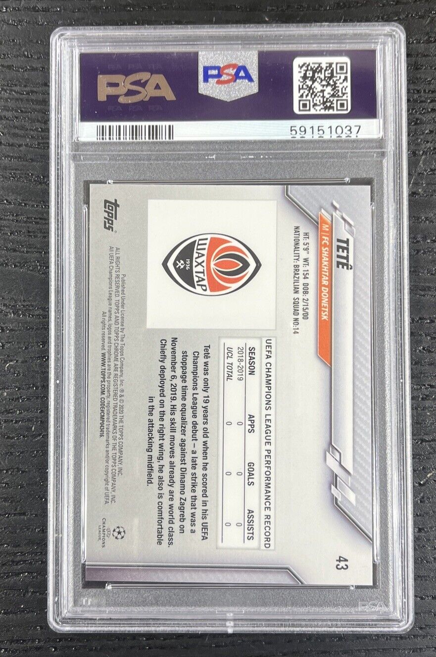 2019-20 Topps Chrome UCL Tete Sapphire Edition Rookie RC #43 PSA 10 Gem Mint