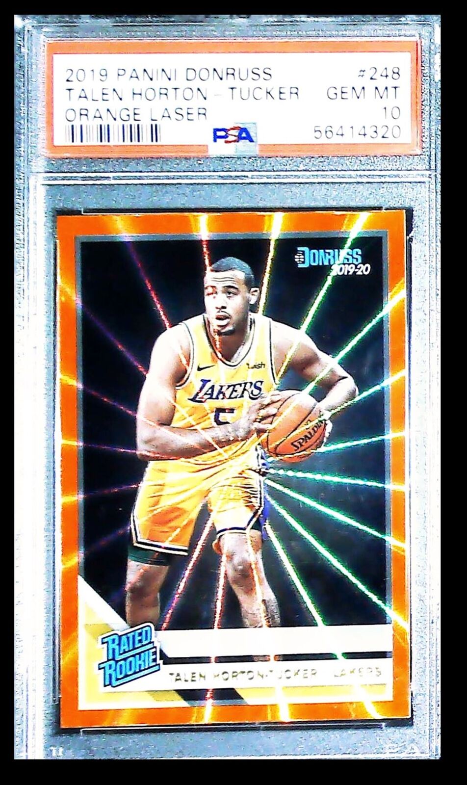 2019-20 Orange Laser Talen Horton-Tucker RC PSA 10 Los Angeles Lakers #248