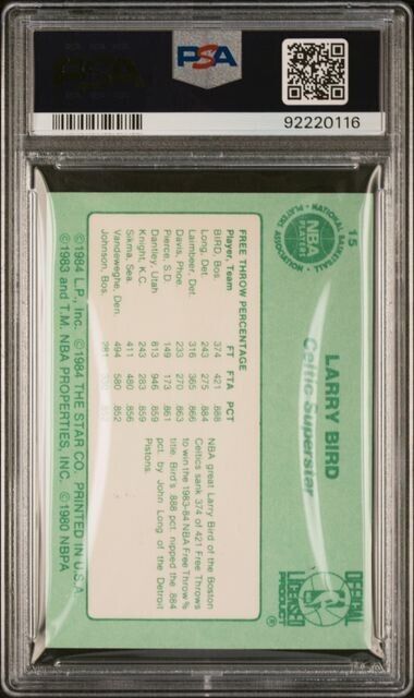1984 Star Larry Bird Larry Bird # 15 PSA 7
