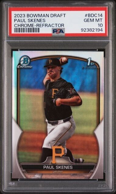 2023 1st Bowman Draft Chrome Refractor Paul Skenes BDC-14 RC STAR PSA 10