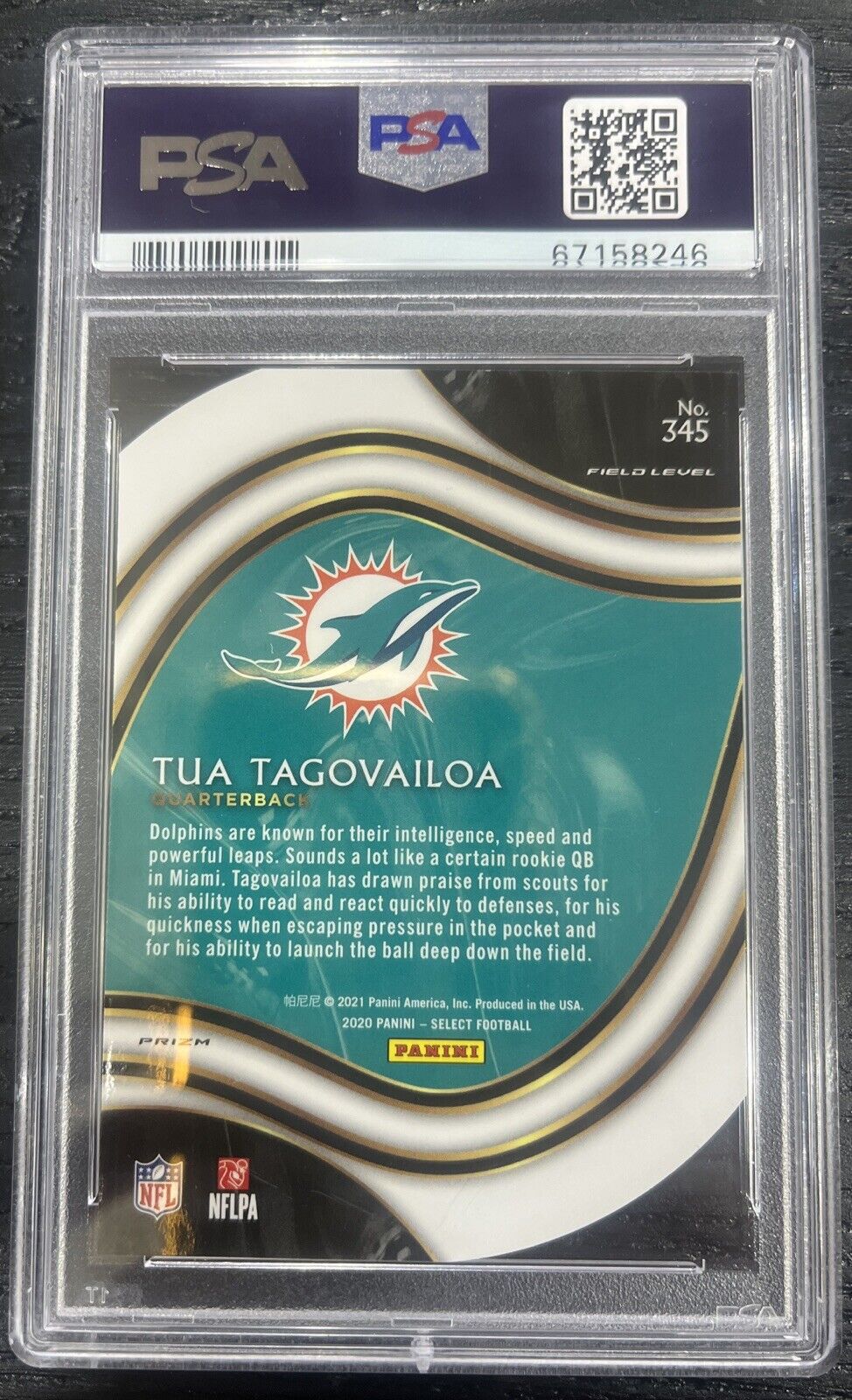 2020 Select Tua Tagovailoa Orange Field Level RC Rookie Die Cut Dolphins PSA 9