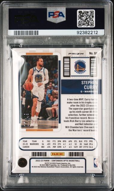 2022 Contenders Optic Stephen Curry Orange Season Ticket #91 /49 PSA 10