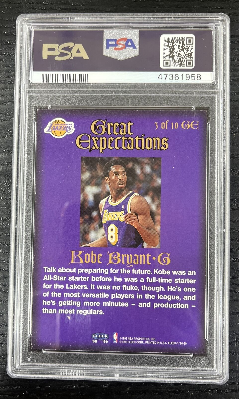 1998 FLEER KOBE BRYANT GREAT EXPECTATIONS #3 PSA 8