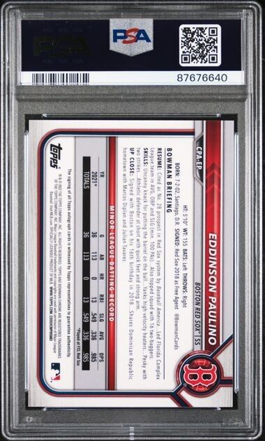 2022 Bowman Chrome Eddinson Paulino Atomoic Green Refractor Auto /99 PSA 10