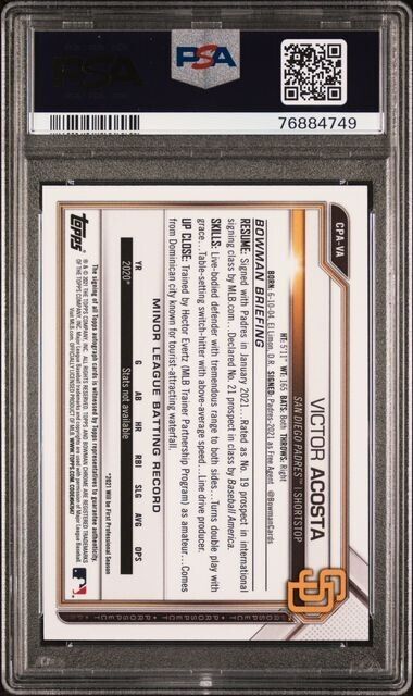 2021 Bowman Chrome Victor Acosta Orange Shimmer Refractor Auto /25 PSA 10