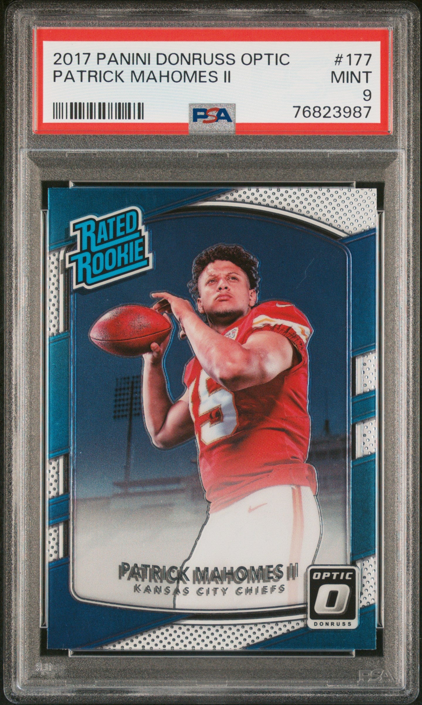 2017 Panini Donruss Optic Patrick Mahomes II #177 PSA 9 – Cobos