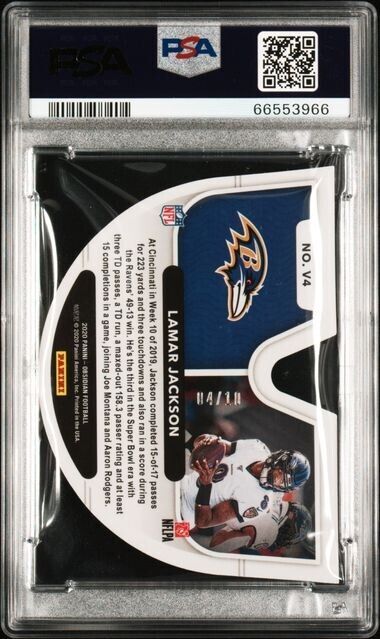 2021 Panini Obsidian Lamar Jackson Electric Etch Yellow Vitreous /10 PSA 10