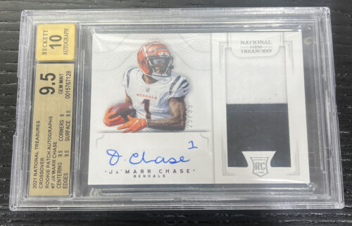 2021 Ja’Marr Chase National Treasures Crossover Rookie Patch Auto /99 RC BGS 9.5