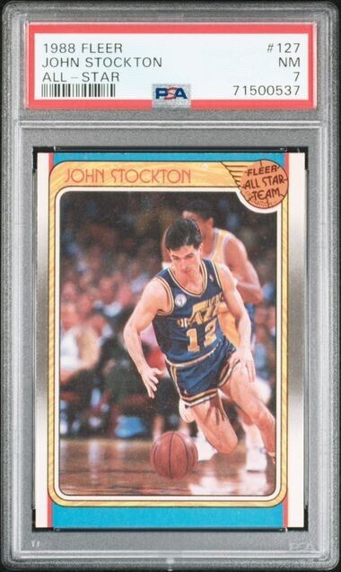 John Stockton 1988 FLEER "ALL STAR" #127 UTAH JAZZ - PSA 7 NM