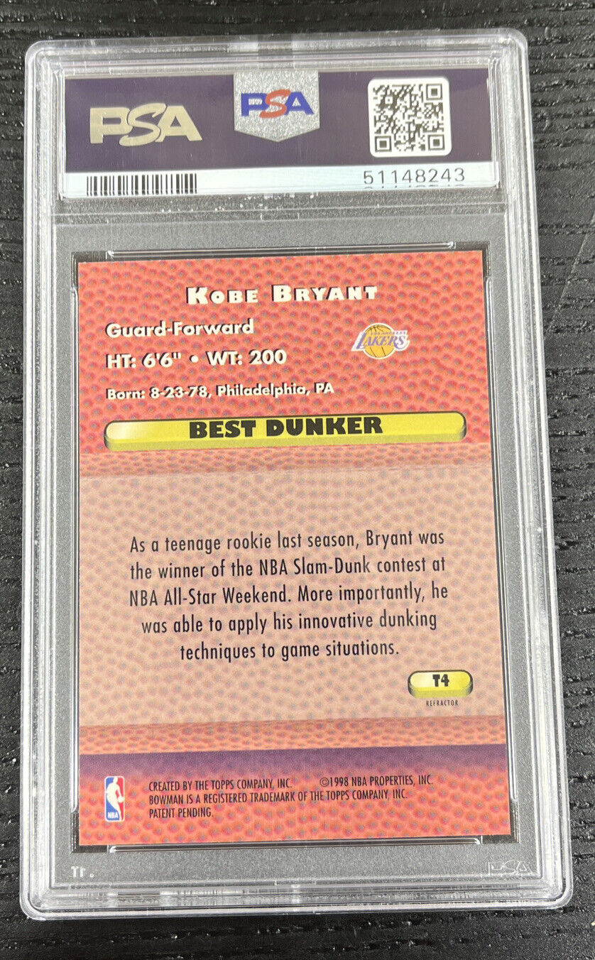 1997 Bowman's Best Techniques Kobe Bryant Atomic Refractor T4 PSA 8