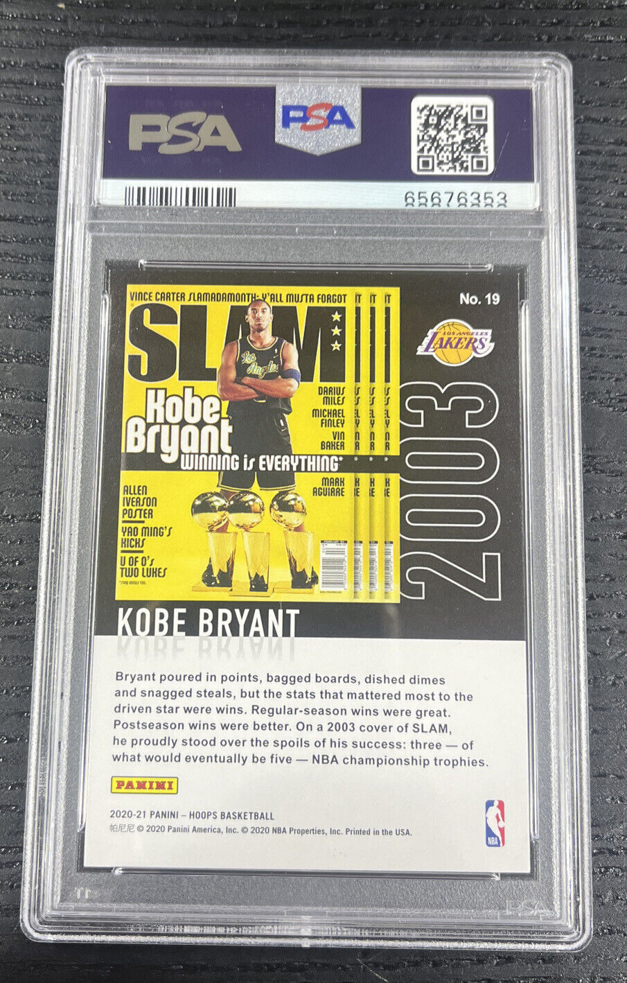 2020 Panini NBA Hoops Slam Kobe Bryant #19 HOF Lakers Graded PSA 9 MINT