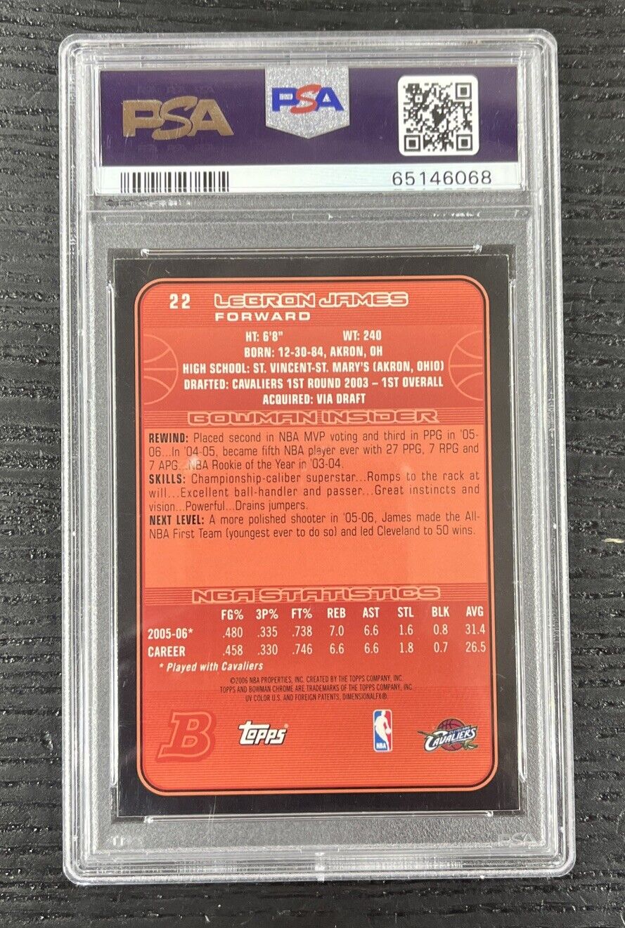 2006-07 Bowman Chrome Lebron James #22 PSA 10 Cavaliers