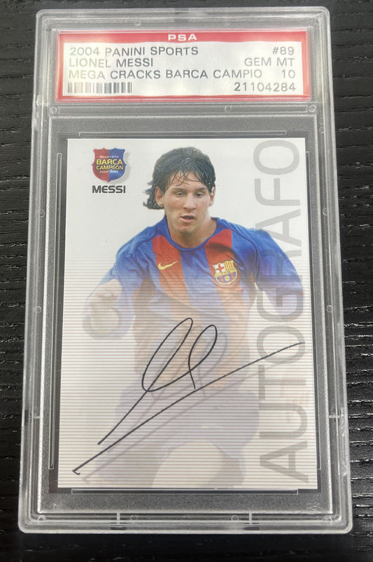 2004 Panini Sports LIONEL MESSI RC Megacracks Barca - Campeon #89 PSA GEM MT 10