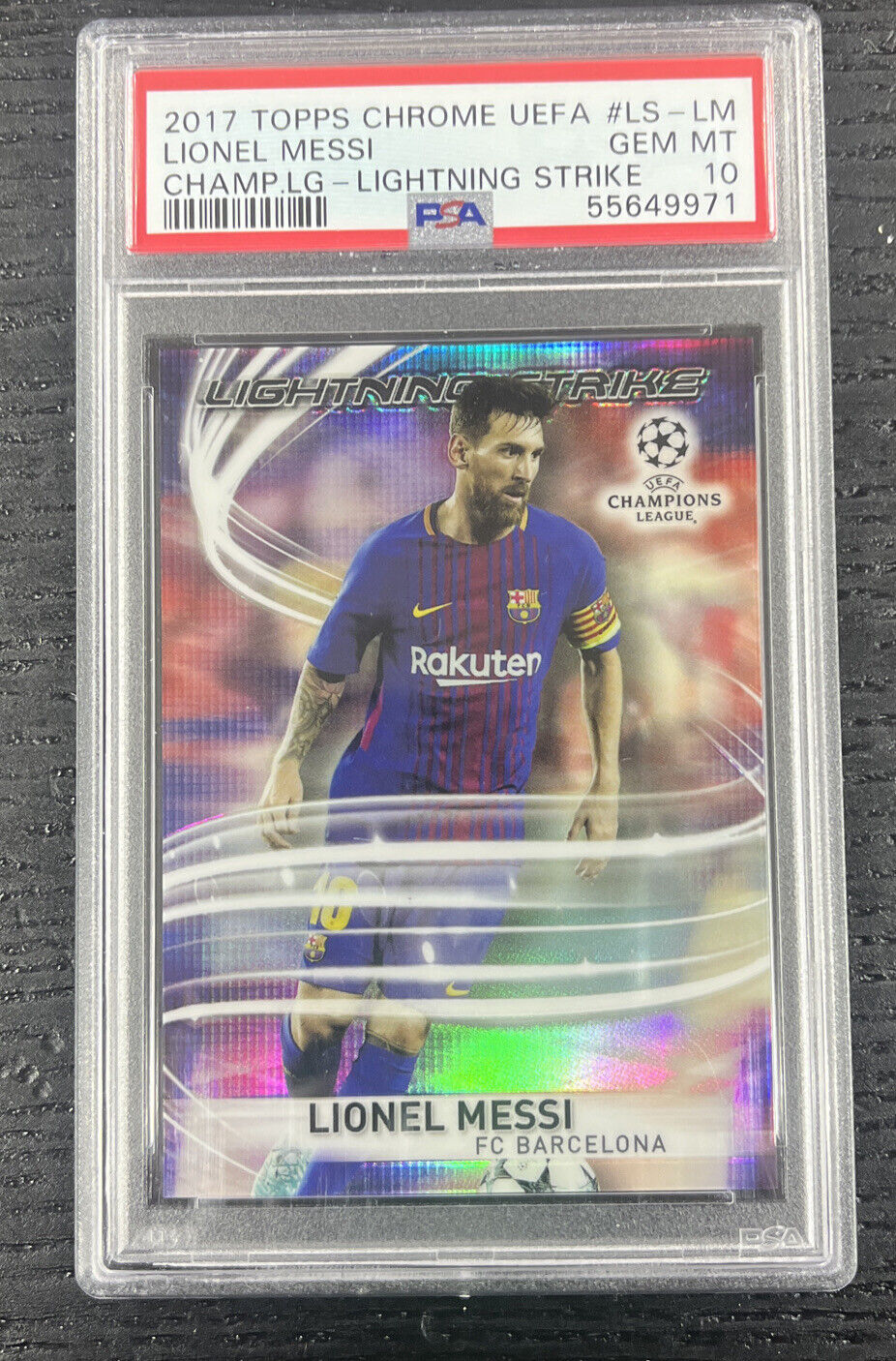 2017 Topps Chrome Lionel Messi UEFA Lightning Strike SP Argentina PSA 10