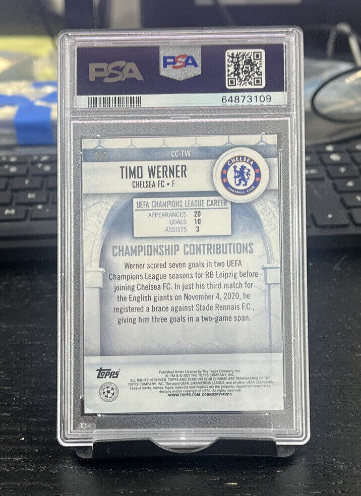 2020-21 Stadium Club Chrome Timo Werner Superfractor One of One PSA 10