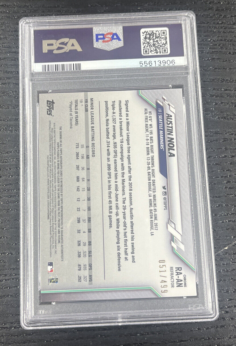 2020 Topps Chrome Rookie Auto Refractor - Austin Nola RC /499 PSA 9