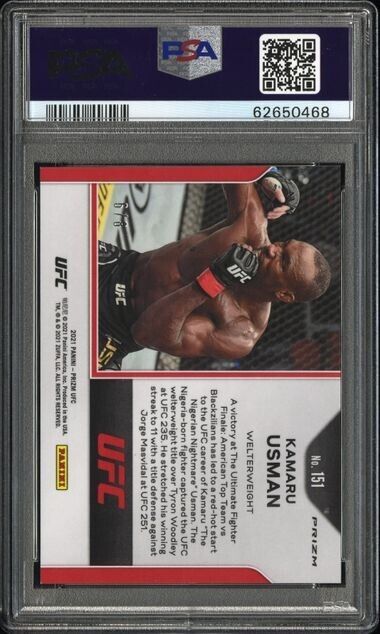 2021 1ST YEAR Panini Prizm UFC Octagon Prizm /8 Kamaru Usman #151 PSA 9