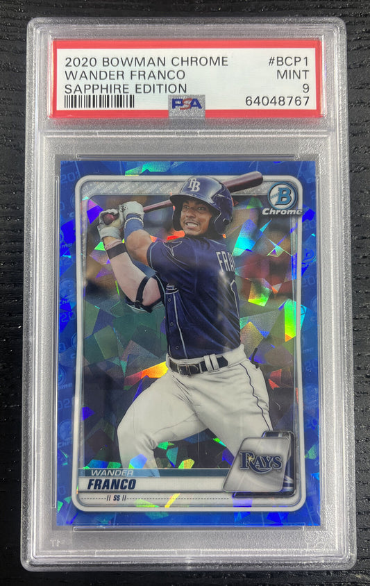 2020 Bowman Chrome Sapphire Wander Franco #BCP1 Tampa Bay Rays PSA 9