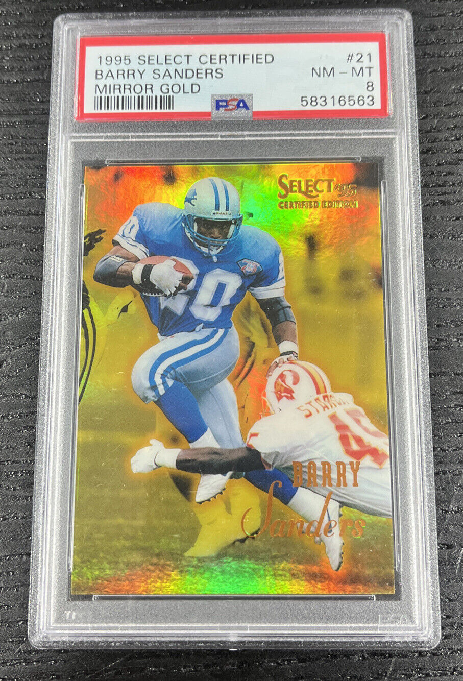 1995 SELECT CERTIFIED #21 BARRY SANDERS GOLD HOF PSA 8