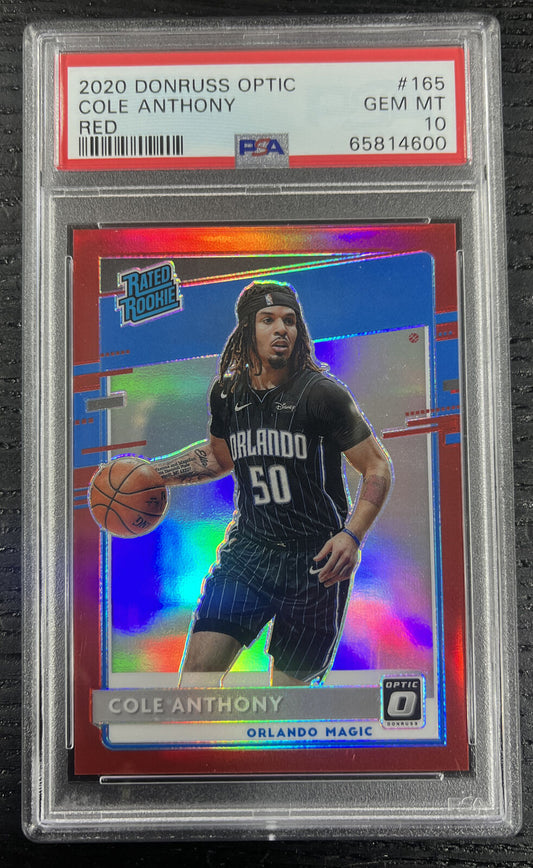 2020-21 Panini Donruss Optic Cole Anthony Red Holo Rookie /99 #165 Orlando Magic