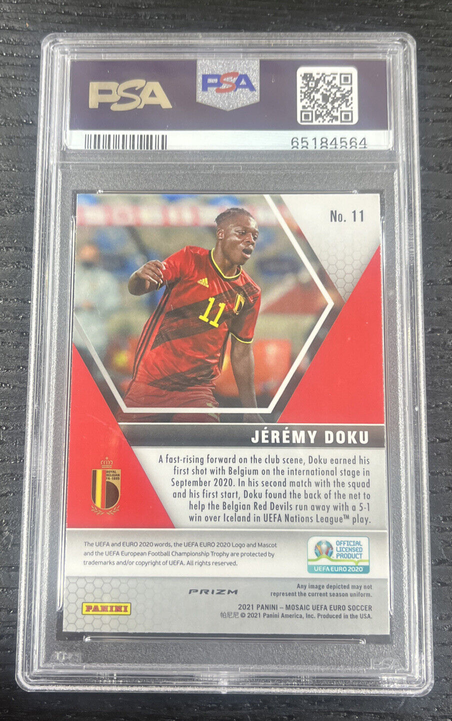 2020 Jeremy Doku Rookie Reactive Gold Mosaic UEFA Euro 20 #11 RC Graded - PSA 10