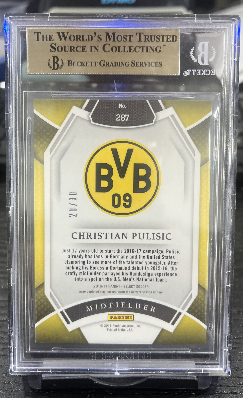 2016-17 Panini Select Christian Pulisic Tie Dye /30 Rookie RC BGS 9.5