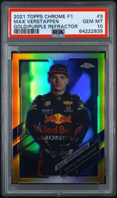 2021 Topps Chrome F1 Max Verstappen #3 GOLD PURPLE SP Refractor PSA 10 GEM MINT