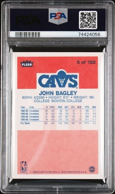 1986 Fleer #119 John Bagley Cleveland Cavaliers PSA 8