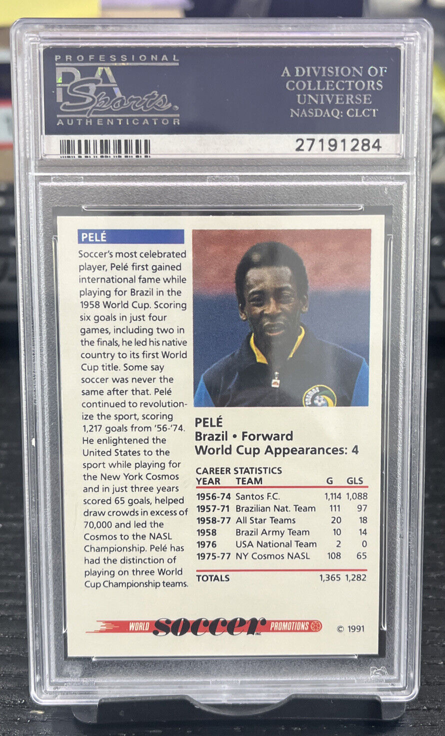 1991 SOCCER SHOTS PELE FIFA World CUP PSA 10