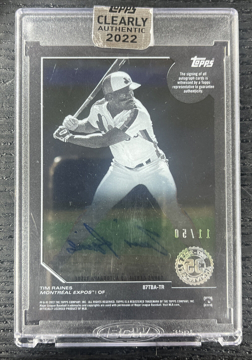 Tim Raines 2020 Topps Clearly Authentic Auto Montreal Expos /50