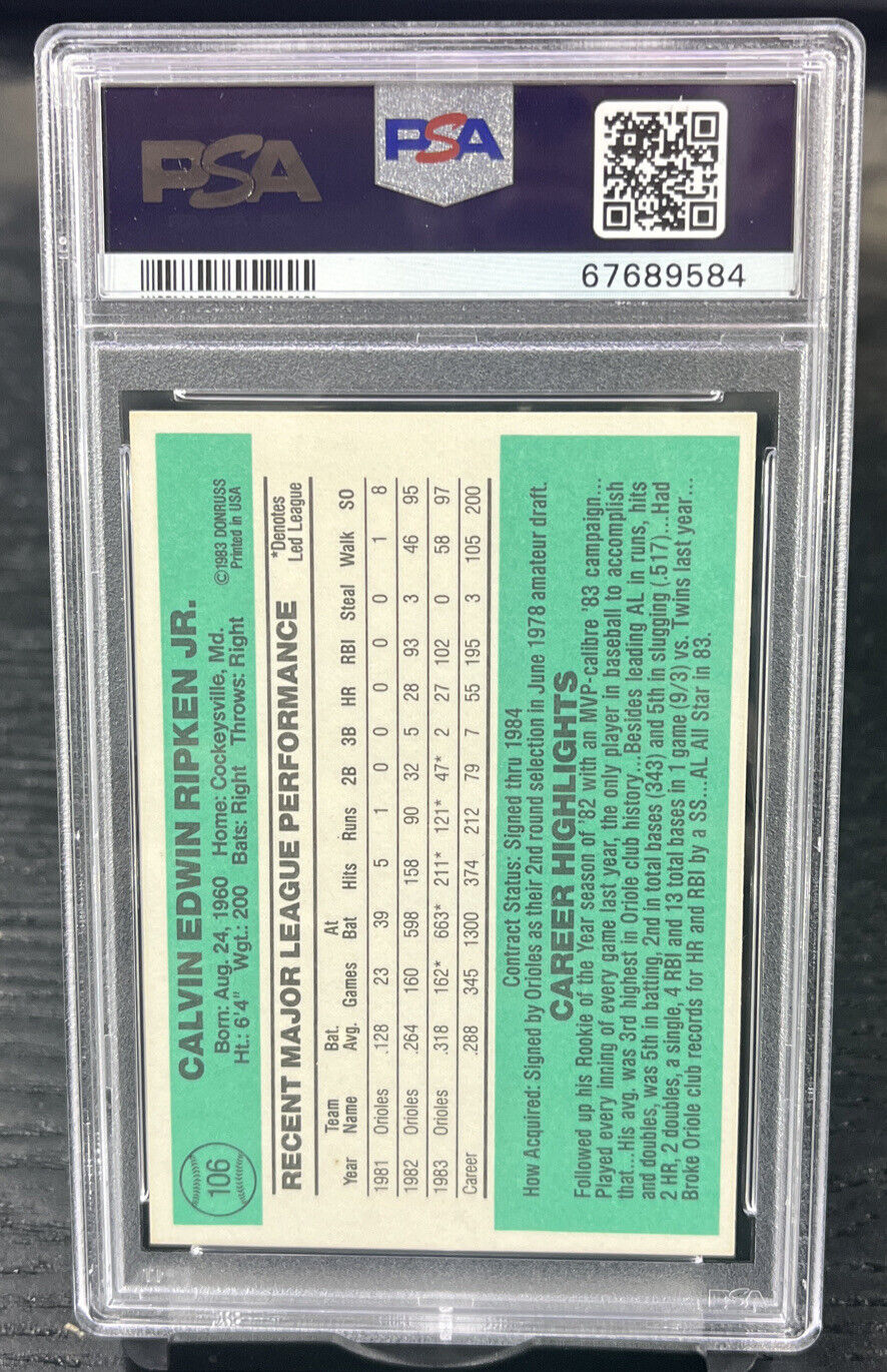 1984 Cal Ripken Jr. PSA 9 Mint DONRUSS Baltimore Orioles HOF #106