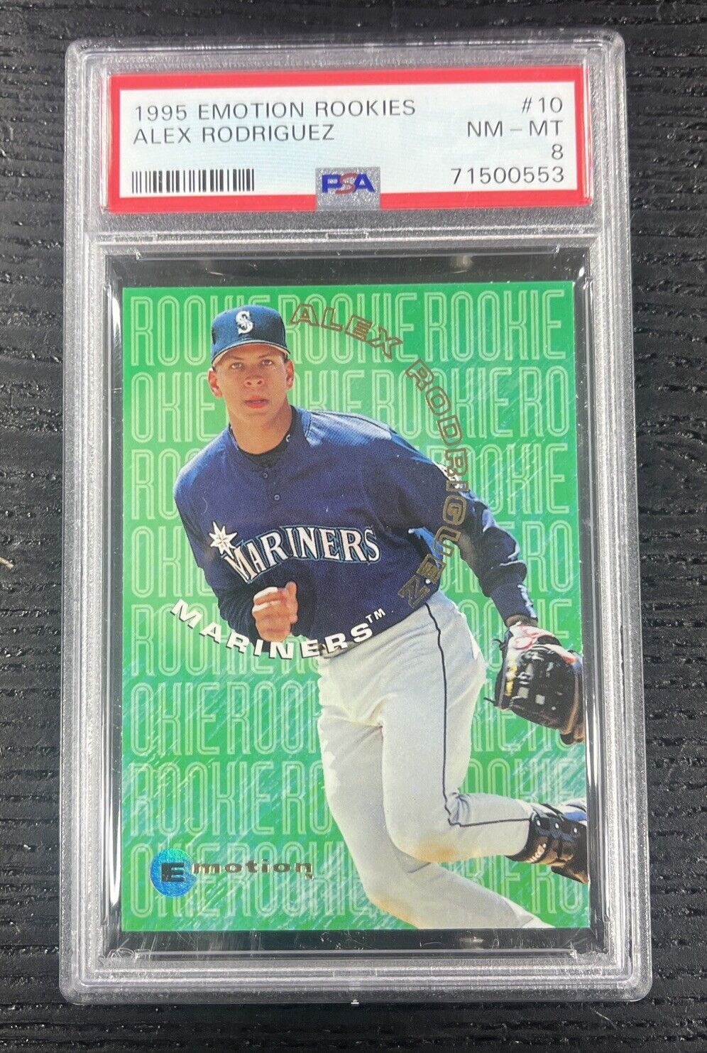 1995 Skybox Emotion Rookies Alex Rodriguez Rookie RC #10 PSA 8
