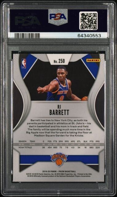 2019 Panini Prizm RJ Barrett RC #250 Rookie Card RC Knicks PSA 10 GEM MINT
