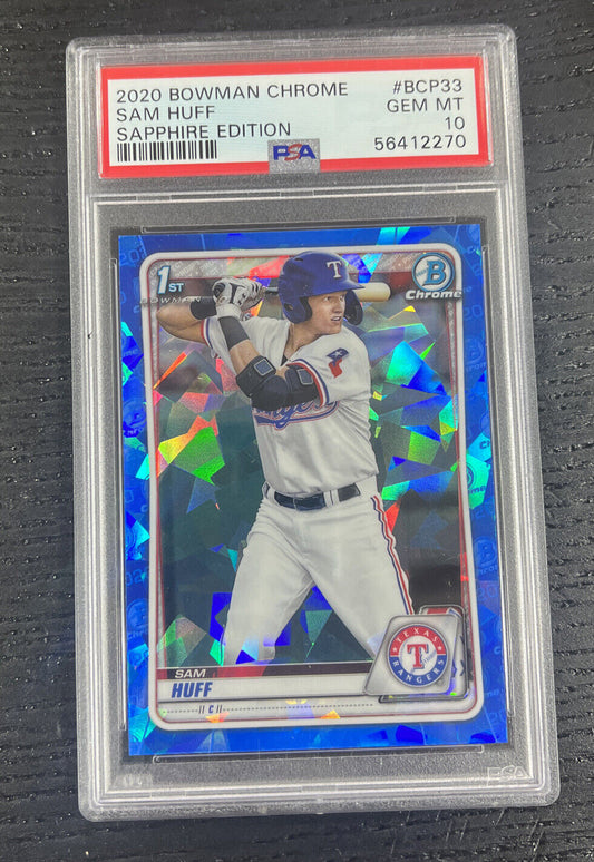 2020 Bowman Chrome Sapphire Prospects Sam Huff RC #BCP33 PSA 10