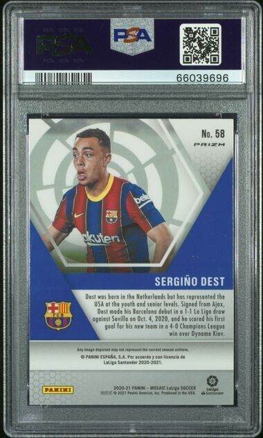 2020-21 Mosaic LA Liga Segino Dest Red & Green Choice RC Rookie #58 PSA 10